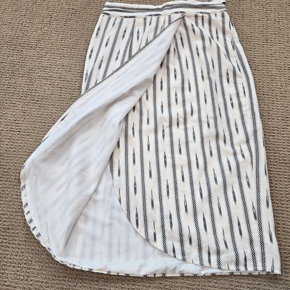 J.Crew Womens Size 8 Faux Wrap Midi Skirt Tulip Pencil White Black Ikat NEW